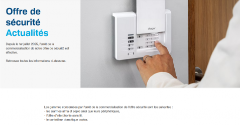 Arrêt commercialisation des alarmes : HAGER !