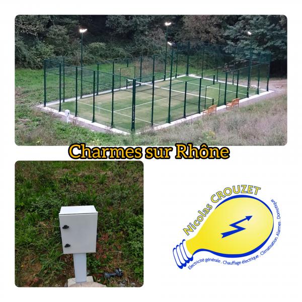 Equipement d'un coffret électrique pour terrain de padle_ 07800 Charmes sur Rhône